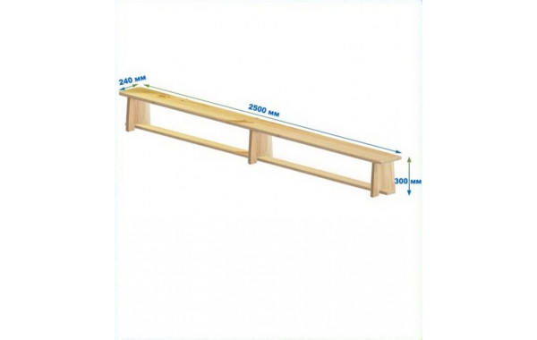 Скамейка гимнастическая 2500мм (щит дерево) ножки дерево Dinamika 600_380