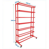 Стеллаж на колесиках для 25 мячей односторонний разборный (цвет красный) Dinamika