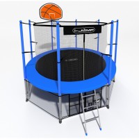 Батут i-Jump Classic Basket 12FT 366 см с нижней сетью и лестницей синий