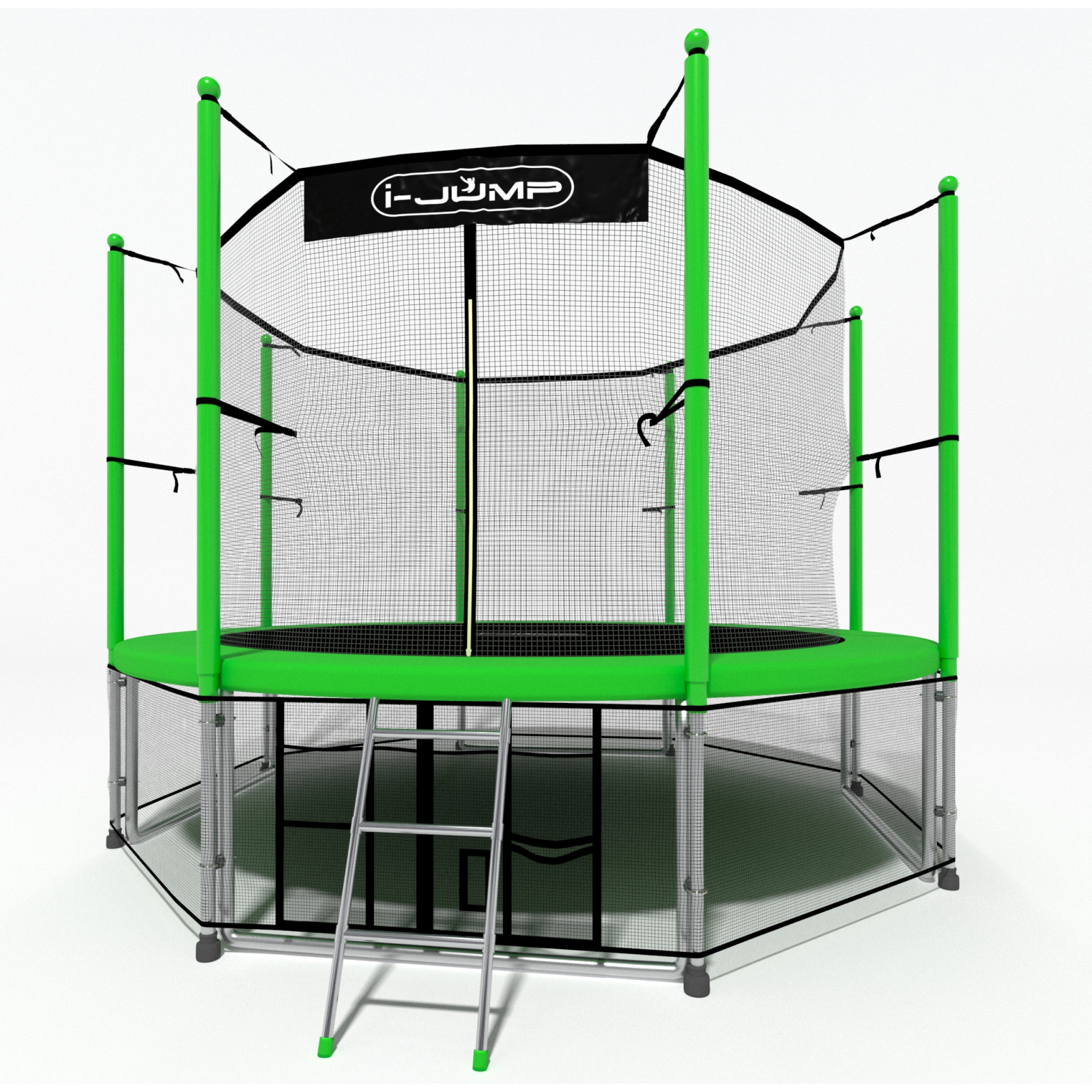 Батут i-Jump Classic Light 10ft с лестницей зеленый 1600_1600