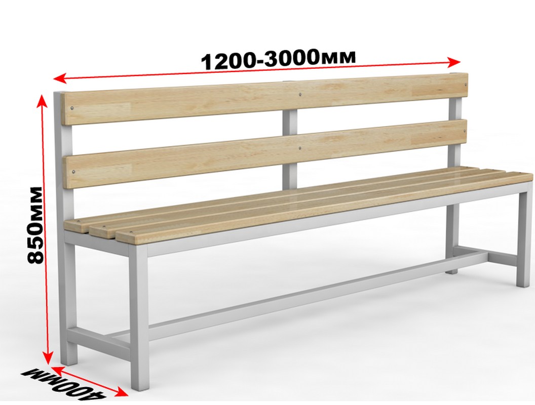 Скамейка для раздевалки со спинкой, 250см Glav 10.200-2500 1056_800